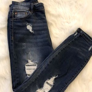 Enjean Denim Co. Distressed Dark Rinse Jeans